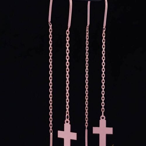 Drop Plain Cross Earrings On Chain