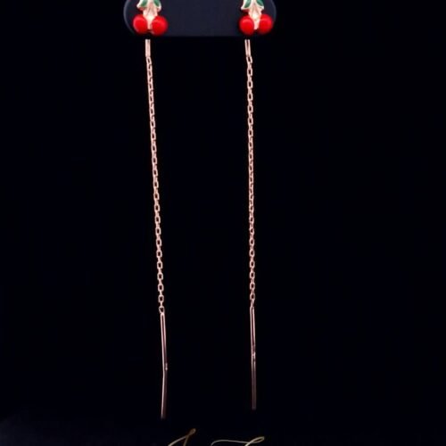 Drop "Cherry" Earrings On Chain