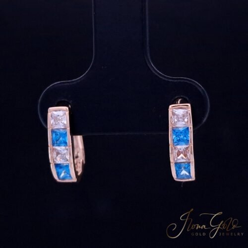Children's Earrings With White And Blue Zirconia