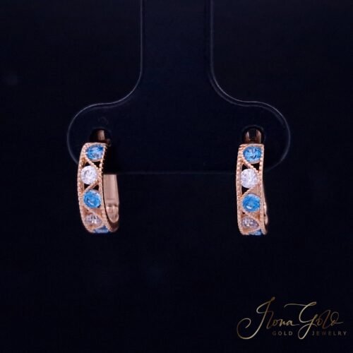 Children's Earrings With White And Blue Zirconia