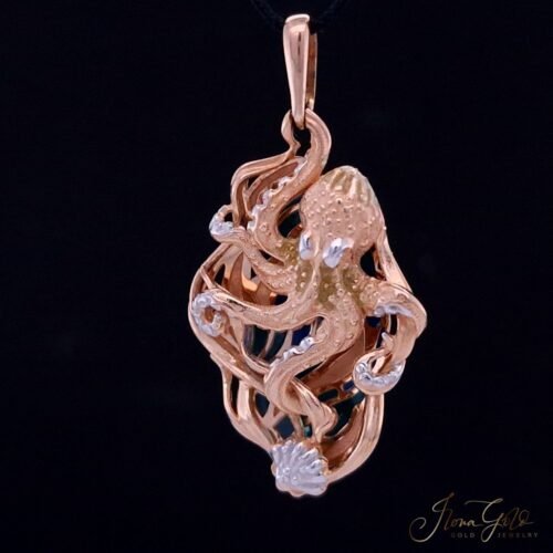Rose gold pendant Octopus