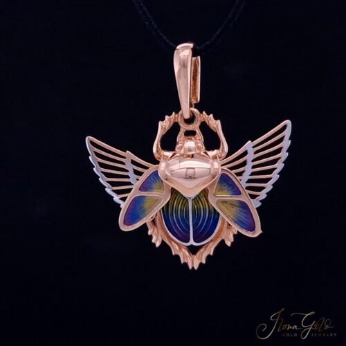 Rose gold pendant Scarab Beetle