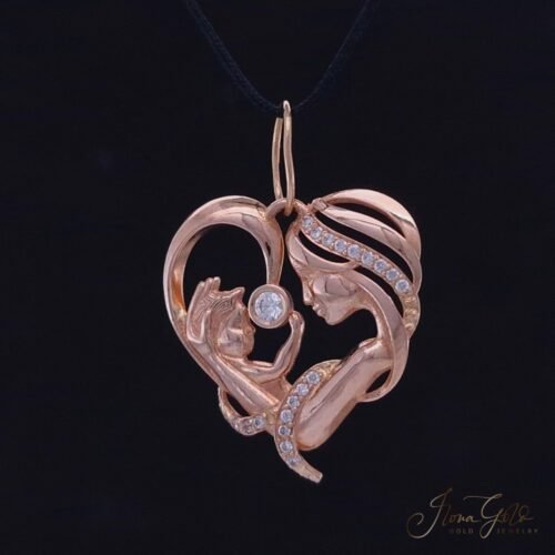 Rose gold pendant Mom with child