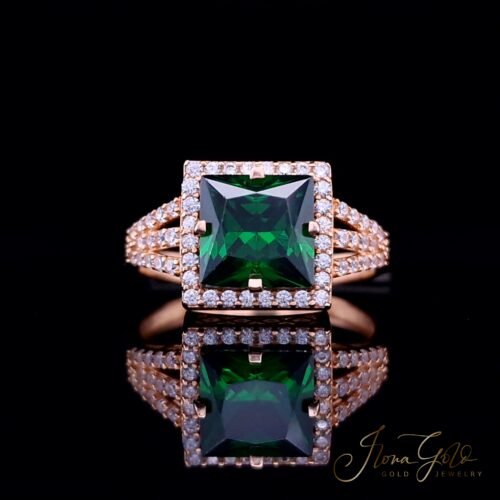 Green Princess Halo Zirconia Ring