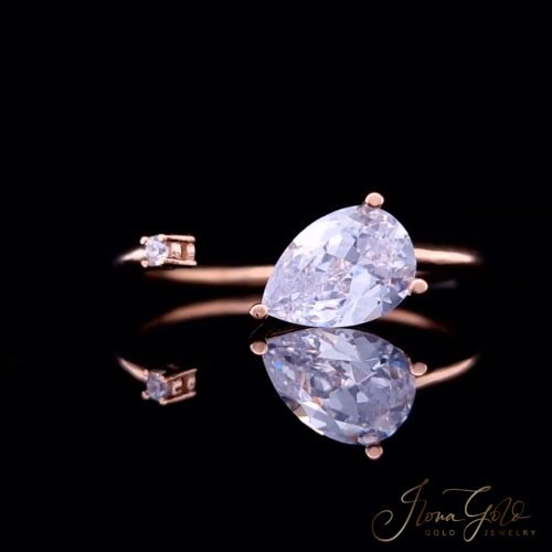 Alternative view of IG Open Pear Cut Zirconia Ring