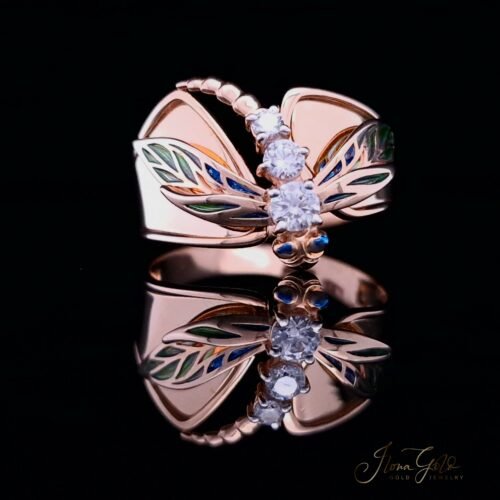 Dragonfly Enamel Zirconia Ring