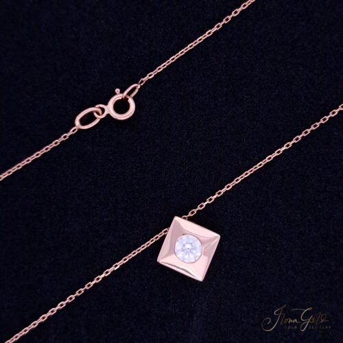 Rhombus Zirconia Pendant Necklace Set