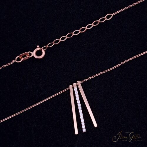 Vertical Bar Zirconia Pendant Necklace Set
