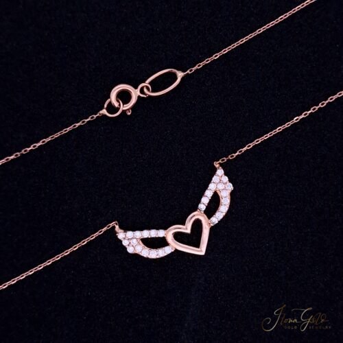 Angel Wing Heart Zirconia Pendant Necklace Set