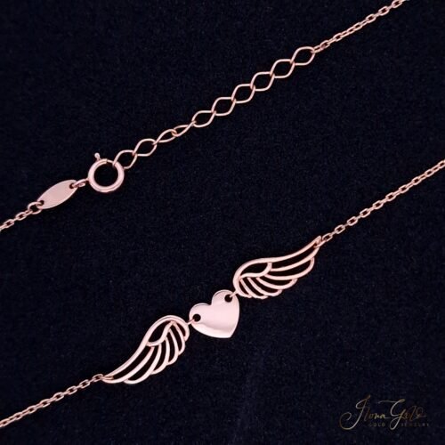 Angel Wing Heart Pendant Necklace Set