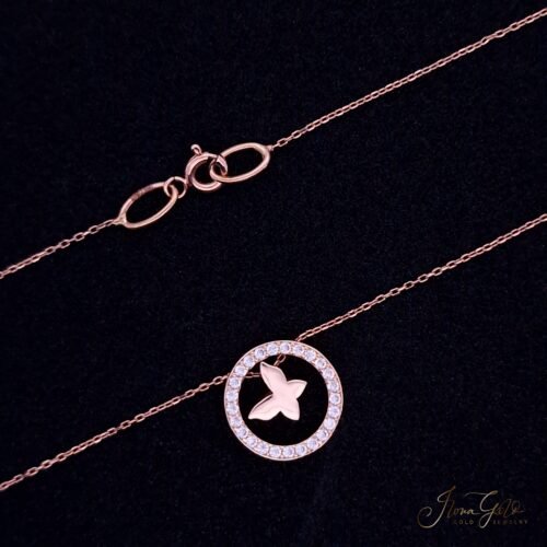 Butterfly Zirconia Pendant Necklace Set