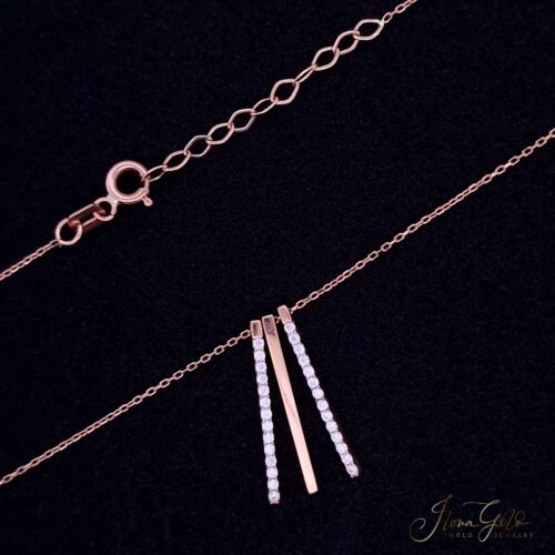 Vertical Bar Zirconia Pendant Necklace Set