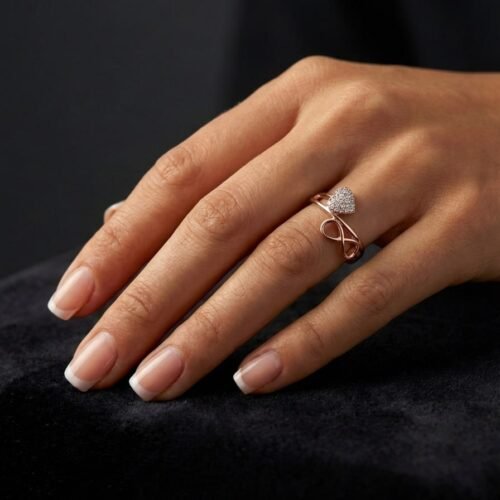 Alternative view of Heart Infinity Zirconia Ring