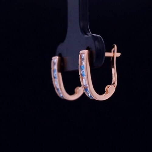 Alternative view of Children's Earrings With White And Blue Zirconia