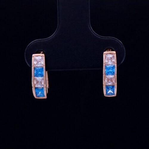 Children's Earrings With White And Blue Zirconia
