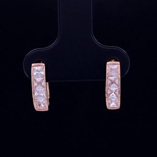 Children's Earrings With White Square Zirconia