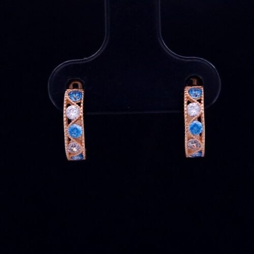 Children's Earrings With White And Blue Zirconia