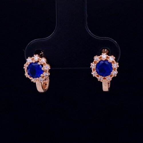 Children's Earrings With Blue Zirconia