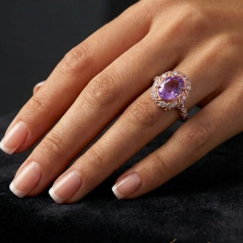 Alternative view of IG Amethyst Zirconia Ring