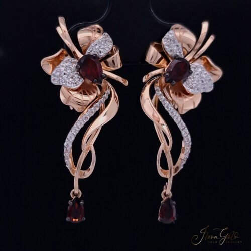 Garnet Zirconia Drop Earrings