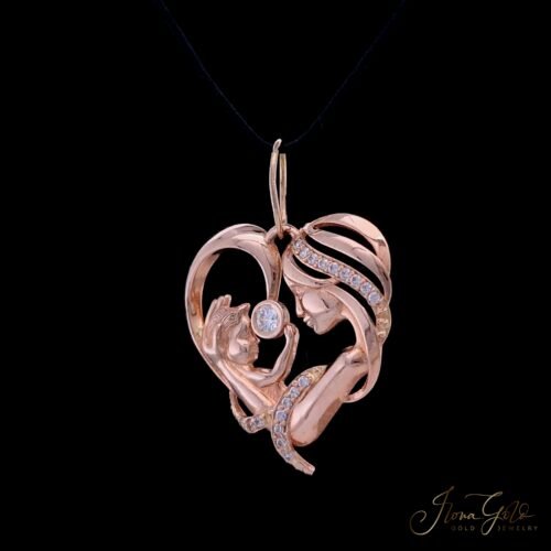 Rose gold pendant Mom with child