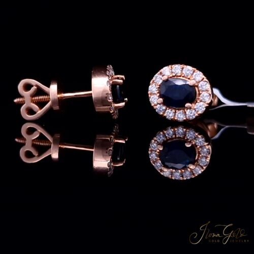 Alternative view of Sapphire Diamond Stud Earrings