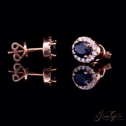 Alternative view of Sapphire Diamond Stud Earrings