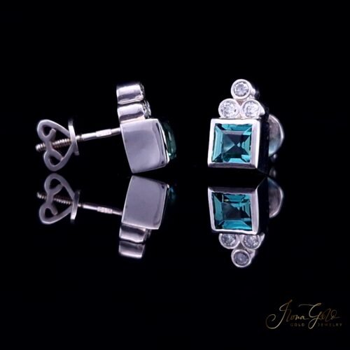 Alternative view of Tourmaline Diamond Stud Earrings