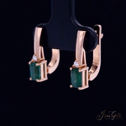 Alternative view of Emerald Diamond Earrings