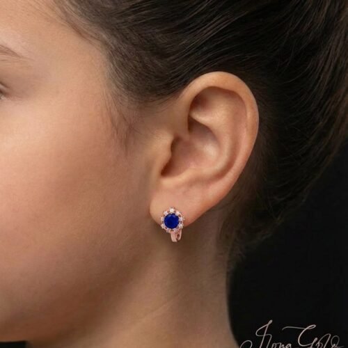 Alternative view of Children's Earrings With Blue Zirconia