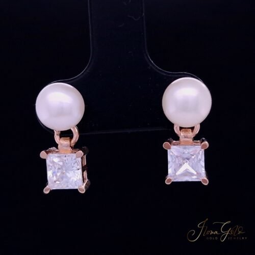 Zirconia Pearl Stud Earrings