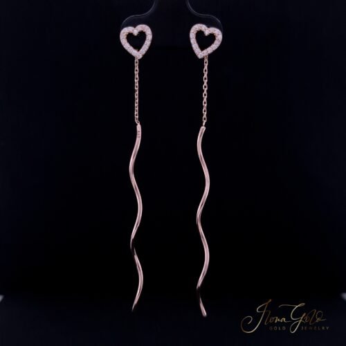 Chain Drop Heart Zirconia Earrings