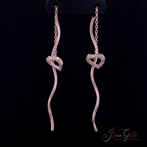 Alternative view of Chain Drop Heart Zirconia Earrings