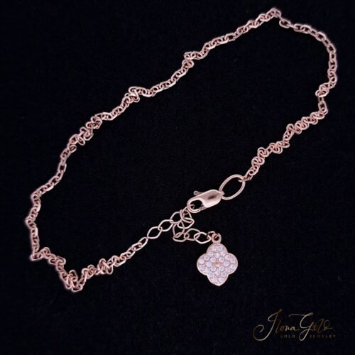 Alternative view of Clover Zirconia Anklet