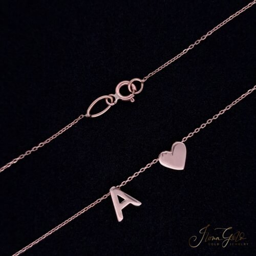 Initial A nd Heart Pendant Necklace Set