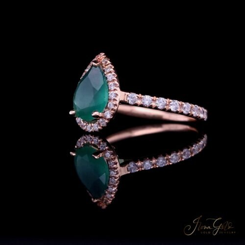Alternative view of IG Pear-Cut Agate Halo Zirconia Ring