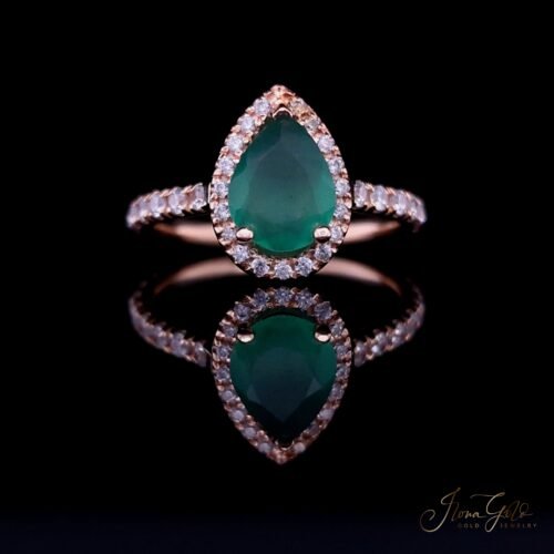 IG Pear-Cut Agate Halo Zirconia Ring