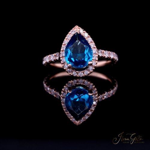 IG Pear-Cut Topaz Halo Zirconia Ring